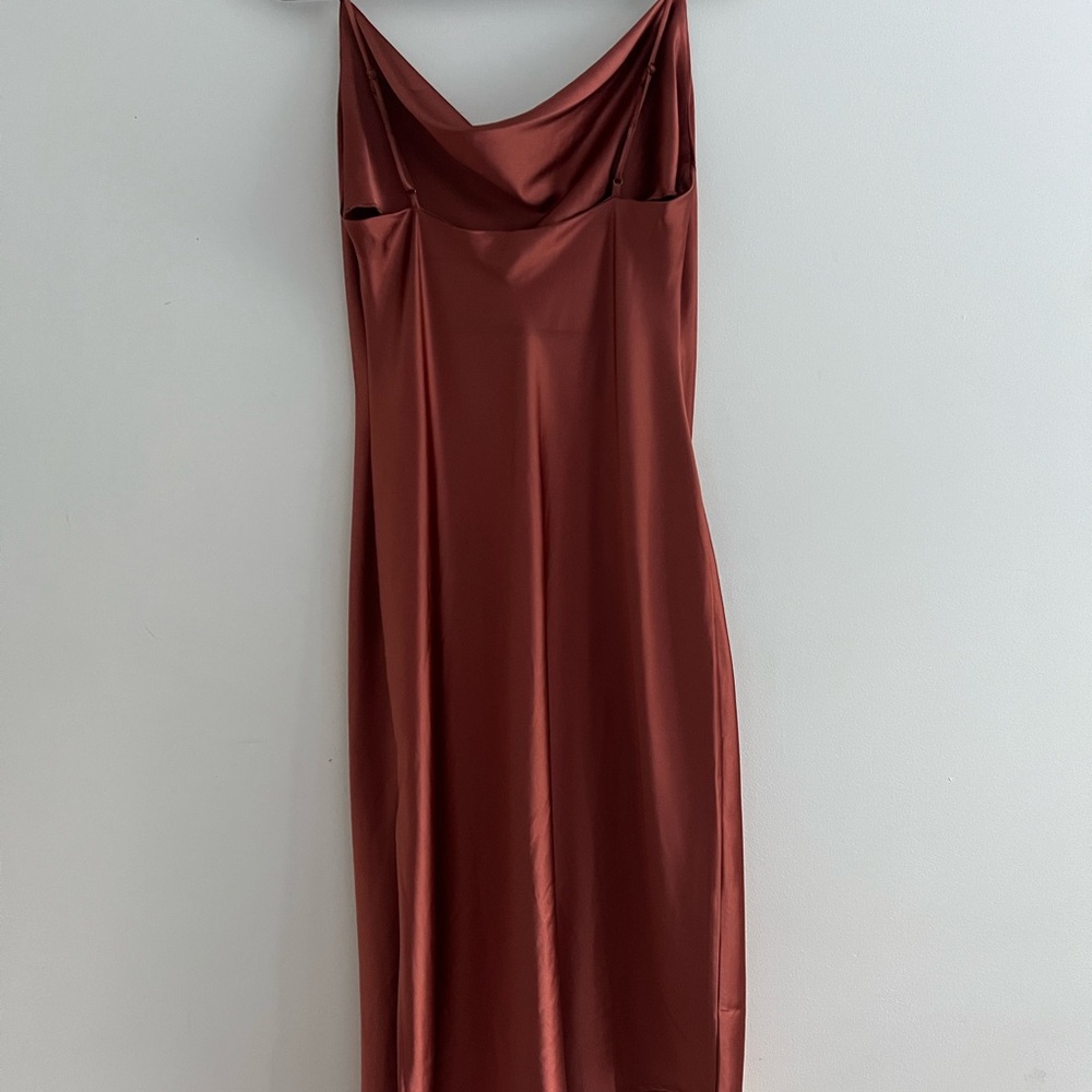 Petal & Pup Cyprus Satin Slip Dress in Rust/Burnt Orange - Picture 3 of 5